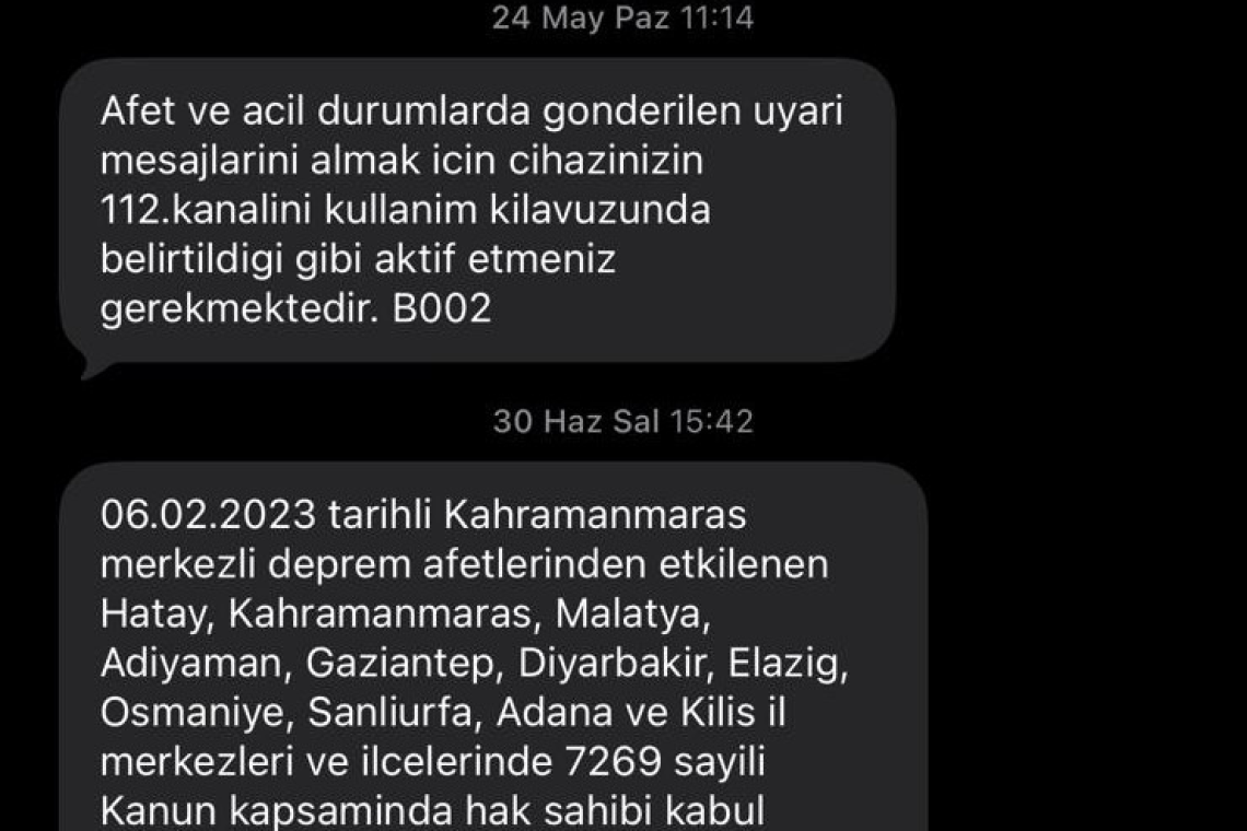 AFAD'DAN GELEN SMS KAFA KARIŞTIRDI